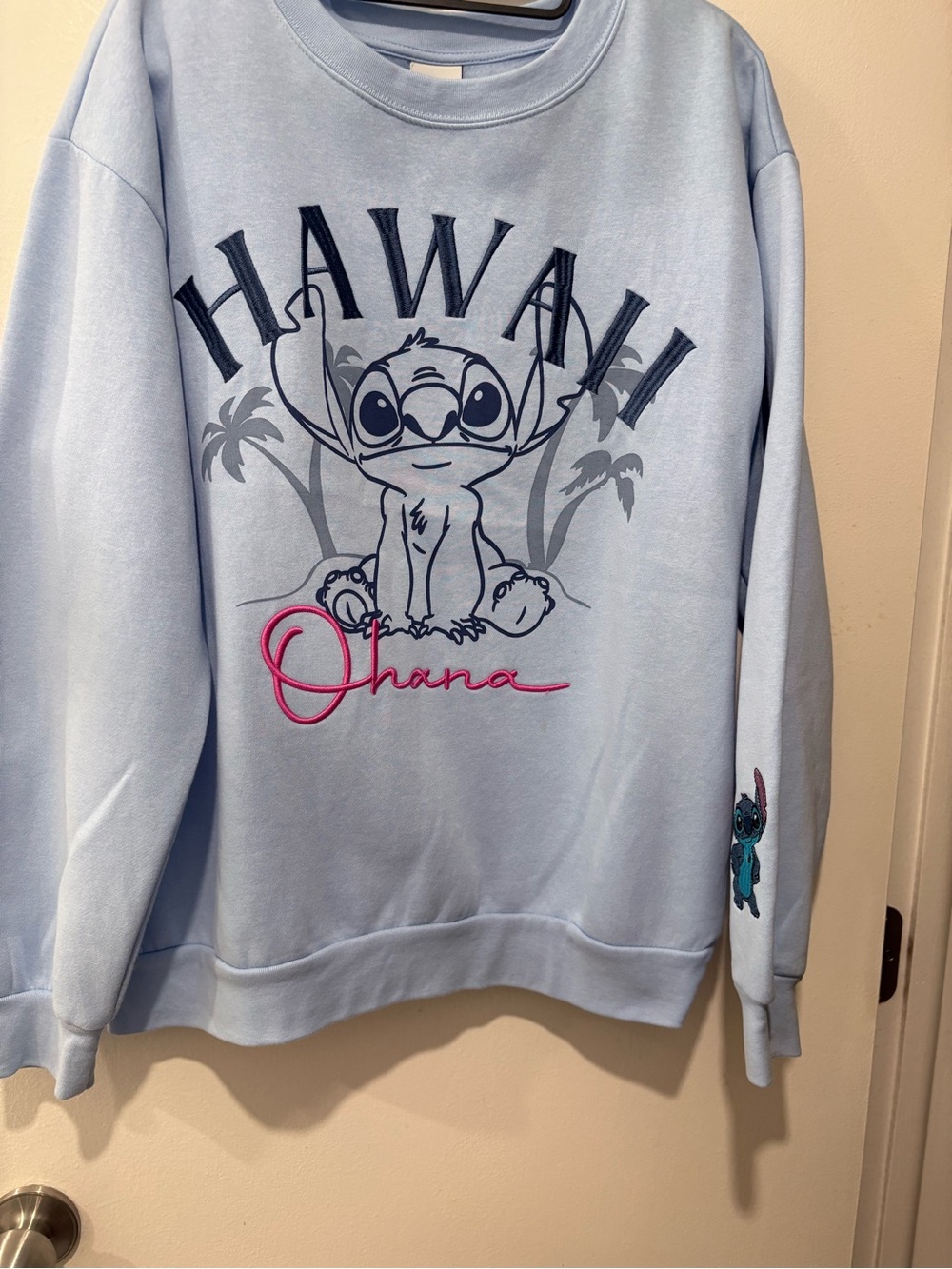 Disney Light Blue Stitch 'Hawaii Ohana' Crewneck Sweatshirt